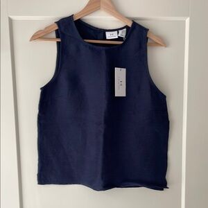 Halston Navy Sleeveless Top